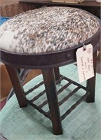 17" cast iron stool w cowhide or goathide