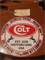 Colt Firearms 11.75" porcelain sign dated 1961