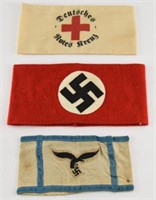 Lot #2348 - (3) German WWII arm bands to