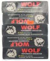 Lot #2673 - 5 Boxes of 50 Rds Wolf .45 ACP 230