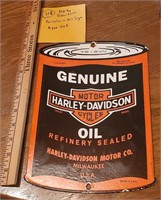 Harley Davidson blk& orange oil can porcelain sign