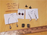 5 pair sterling silver earrings turquoise tribal