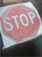 old roadside metal stop sign 30 inches wide