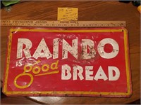 Rainbo Bread  19x11 metal sign dated 1950
