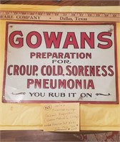 RARE Ca 1910 13.5x10 tin sign Gowan's medicine