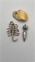 Assorted Charms Pendant Sterling and Bone
