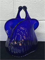 Cobalt blue basket blown glass