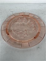 Rose Pink Depression Glass Cake Plate Federal