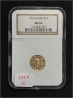 2004 Gold Eagle $5 Coin (Graded MS69)