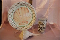 SWEET OLIVE DESIGNS PORCELAIN PLATE AND SHELLS