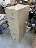 Tan Four Drawer Metal Filing Cabinet