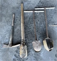 Hand Auger, Post Hole Digger, and Pick Lot