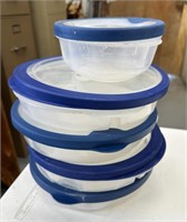 Stack of Rubbermaid and Others Plastic Storage