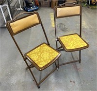 Pair of Fabric and Metal Folding Chairs