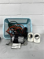 Clothes steamer, timers and basket w cords