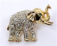 Vintage Landau Goldtone & Rhinestone Elephant Pin