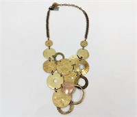 Chico Hammered Brass Ring Necklace