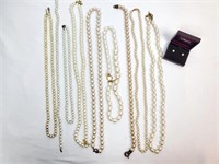 Lot of Nine Faux Pearl Necklaces