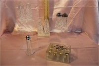 LOT OF CRYSTAL /GLASS SALT/PEPPER SHAKERS  (AS IS)