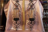 METAL AND GLASS WALL CANDLE SCONCES