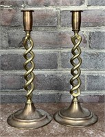 Twisted Brass Copper Candlesticks