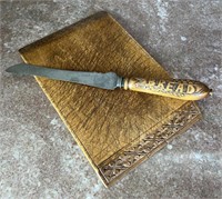 Old German Bread Board And Knife