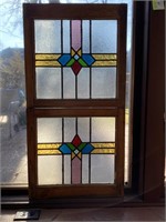 Two Arts & Crafts Prairie Leaded Glass Windows
