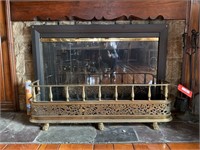 Antique English Brass Fireplace Fender