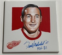Autographed Frank Mahovlich #27 Red Wings Tile