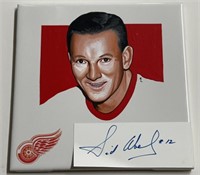 Autographed Sid Abel #12 Red Wings Tile