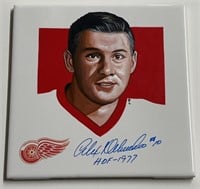 Autographed Alex Delevecchio #10 Red Wings Tile