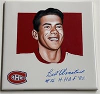Autographed Bert Olmstead #15 Canadiens Tile