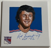 Autographed Rod Gilbert #7 Rangers Tile HOF '82