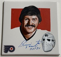 Autographed Bernie Parent #1 Flyers Tile HOF '84