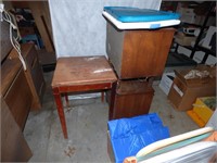 2 NIGHT STANDS, ROTATING TOP TABLE & CLOSET UNIT