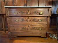 Antique Marble Top Three Drawer Dresser