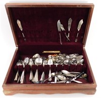 * Vintage Silver Plate & Souvenir Spoons in Wooden