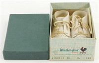 Vintage Weather-Bird White Baby Shoes in Box