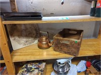 Vintage advertising box, tea pot, heat stone