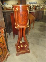 FRENCH PROV. STYLE INLAID WOOD 1 DOOR PLANT STAND