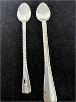 Vintage distressed aluminum long handled spoons