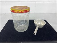 Vintage Jif peanut butter jar and aluminum 1/2 cup