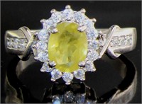 Natural Yellow Sapphire & White Topaz Ring