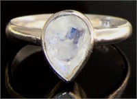 Pear Cut Natural Moonstone Solitaire Ring