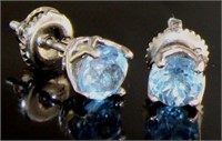Genuine Blue Topaz Stud Earrings