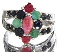 Genuine Sapphire, Ruby & Emerald Ring
