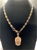 Victorian Locket & Book Chain Necklace Taille GF