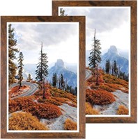 12x18 Picture Frame Rustic Brown Wood 2pc