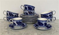 Johnson Brothers Normandy Flow Blue Cups / Saucers