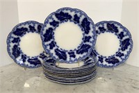 Twelve Johnson Brothers Flow Blue Plates